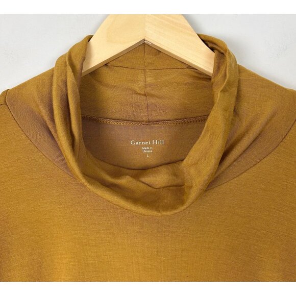 Garnet Hill Jersey Stretch Knit Cowl Neck Long Sleeve Top Golden Yellow Size Lar - Picture 4 of 4